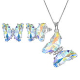 White Butterfly Jewelry Set 3PCS April Diamond Birthstone - Jewelry Sets - Aurora Tears